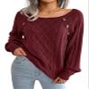 Xingfenly Women Casual Square Collar Buttons Long Sleeve Knitted and Sweaters for Autumn Winter s2 Green8 XS view 3