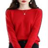 100% Wool Cashmere Women Knitted Sweater -Neck Long Sleeve Pullover Autumn Clothing Jumper Top s13 Red XS view 4