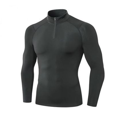 BaMfy compression shirt Men's long sleeved warm and tight fitting shirt, running shirt, sports training shirt(A8,Large)