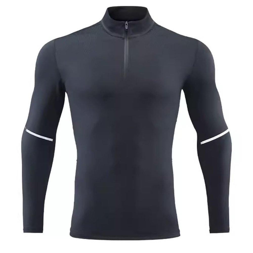 compression shirt Men's tight-fitting shirt top long-sleeved sports bottoming training, high-necked tight-fitting shirt(A6,Large)