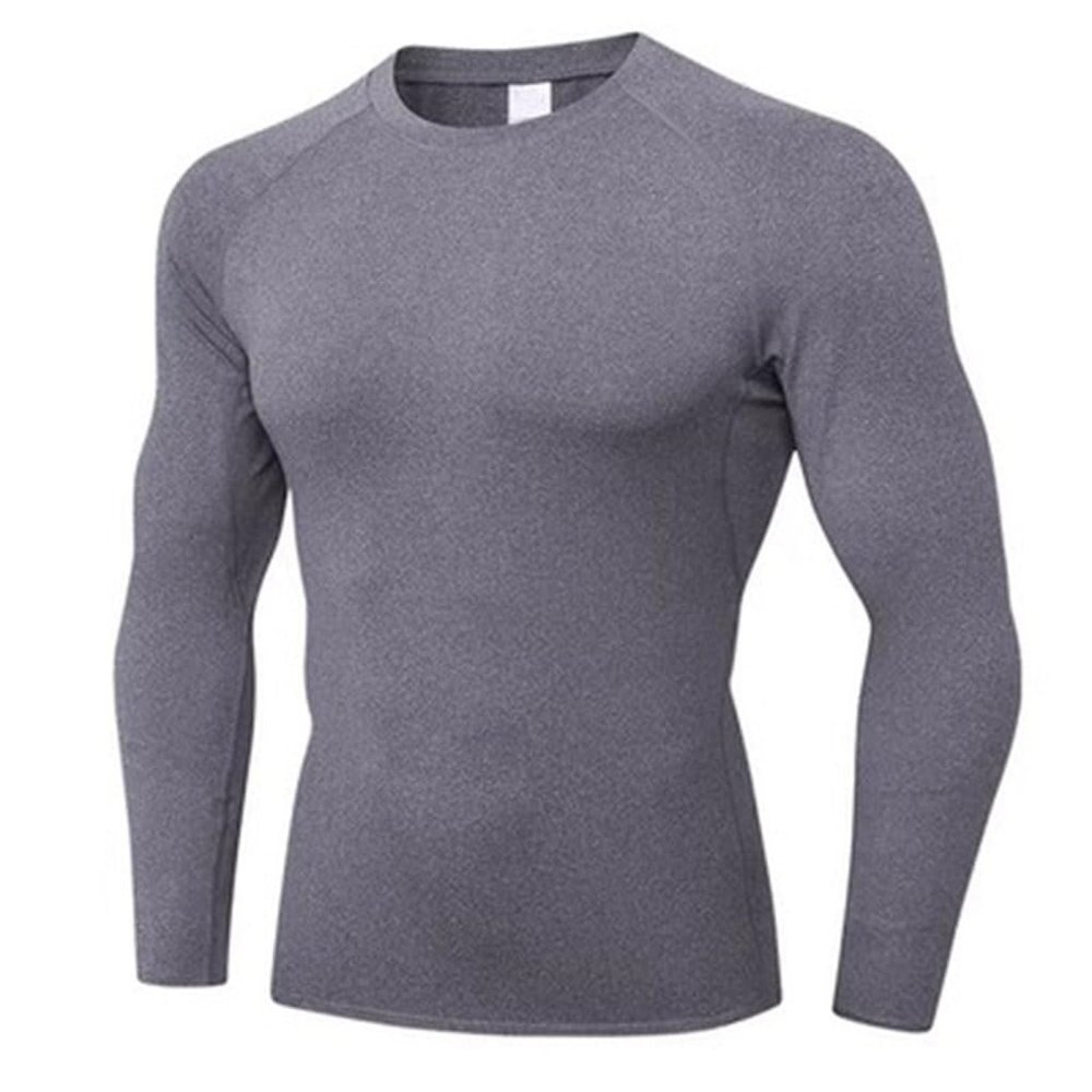 compression shirt Men's long sleeved tight fitting shirt, basic sports shirt, training running bottom fitness top (Color : A4, Size : Medium)