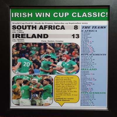 Assorted South Africa 8 Ireland 13-2023 Rugby Union World Cup - framed print