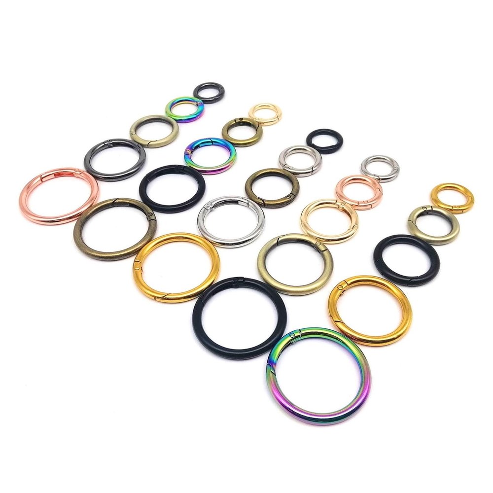 5pcs Metal Spring Gate O Ring Openable Keyring Leather Bag Belt Strap Buckle Dog Chain Snap Clasp Pendant Trigger DIY 9 Color (Color : Brush Antique Brass, Size : Inside 32mm)