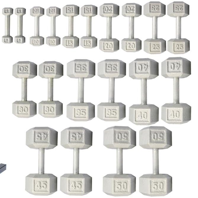 YORK 5-50 lb. Cast Iron Hex Dumbbells