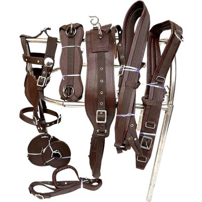 Horse Driving Harness Set in Nylon | 5 Color Options Available | (Cob, Brown)