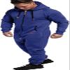 SteJar Men's Hooded Jumpsuit Zip Up One Piece Pajamas Playsuit Jogger Sweatsuit Overall Romper (Blue,4X-Large) view 2