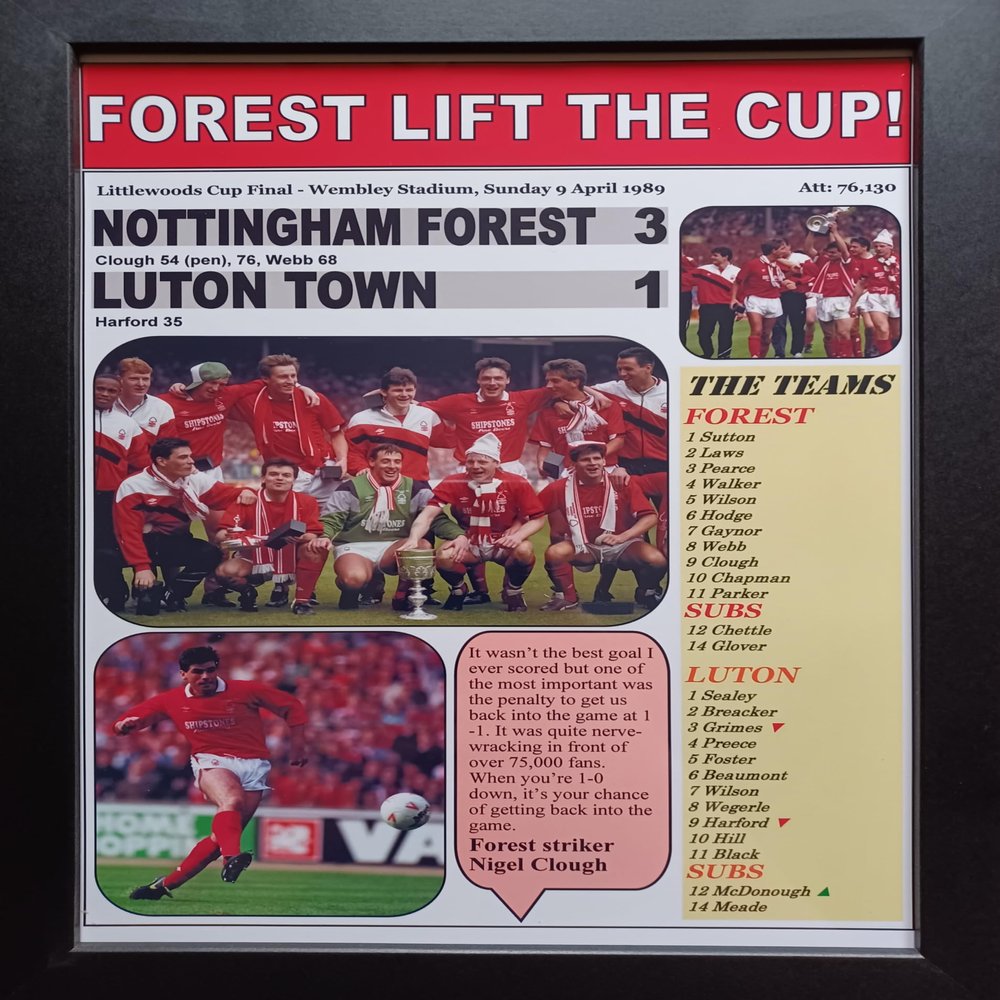 Assorted Nottingham Forest 3 Luton Town 1-1989 League Cup final - framed print