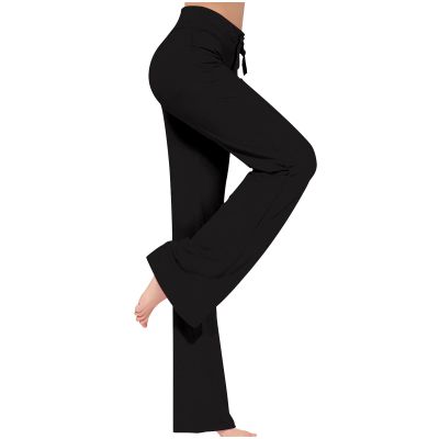 2025 Womens Wide Leg Yoga Leggings Drawstring Elastic High Waist Gym Sports Tights Pant Workout Casual Loose Trousers