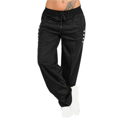 2025 Sweatpants Women Drawstring Elastic Waist Loose Fit Crop Straight Pants Running Workout Casual Trousers