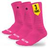 NXTRND 3 Pairs Compression Sports Crew Socks for Men, Cushion Athletic Socks, Basketball, Football and Running (Pink, S/M) view 1