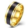 8 mm Gold Tungsten Carbide Ring for Men Women Wedding Band Black Carbon Fiber Inlay Beveled Polished Shiny with Comfort Fit view 1