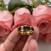 8 mm Gold Tungsten Carbide Ring for Men Women Wedding Band Black Carbon Fiber Inlay Beveled Polished Shiny with Comfort Fit view 2