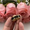 8 mm Gold Tungsten Carbide Ring for Men Women Wedding Band Black Carbon Fiber Inlay Beveled Polished Shiny with Comfort Fit view 4