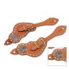Spur Strap Adjustable 1 Pair Sturdy Versatile Slippy Vintage Cow Leather Western Spur Strap for Horse Training Protective view 2