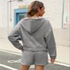 FKEEP Womens 2 Piece Sweatsuit Outfits Half Zip Hoodie Sweat with Shorts Pockets Lounge Winter Tracksuit Wear Matching Set view 3