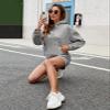 FKEEP Womens 2 Piece Sweatsuit Outfits Half Zip Hoodie Sweat with Shorts Pockets Lounge Winter Tracksuit Wear Matching Set view 4