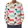 Retro Dogs Dachshund Men's Crewneck Sweatshirt Long Sleeve Pullover Sweater Lightweight Shirt Tops S view 1