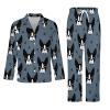 Boston Terrier Dogs Men's Pajama Sets Long Sleeve Sleepwear Button Down Lounge Set Pjs with Pockets M view 3