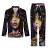 African Black Woman Men's Pajama Sets Long Sleeve Sleepwear Button Down Lounge Set Pjs with Pockets M view 3