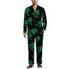 Boston Shamrock Men's Pajama Sets Long Sleeve Sleepwear Button Down Lounge Set Pjs with Pockets M