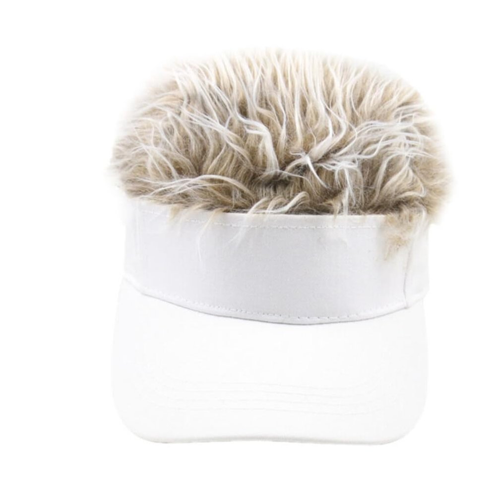 Amosfun Stylish Adjustable Outdoor Peak Cap Unisex Baseball Hat Breathable Design Fun Wig Decor for Boy Girl and Adults for Fishing Climbing and Sports Activities White
