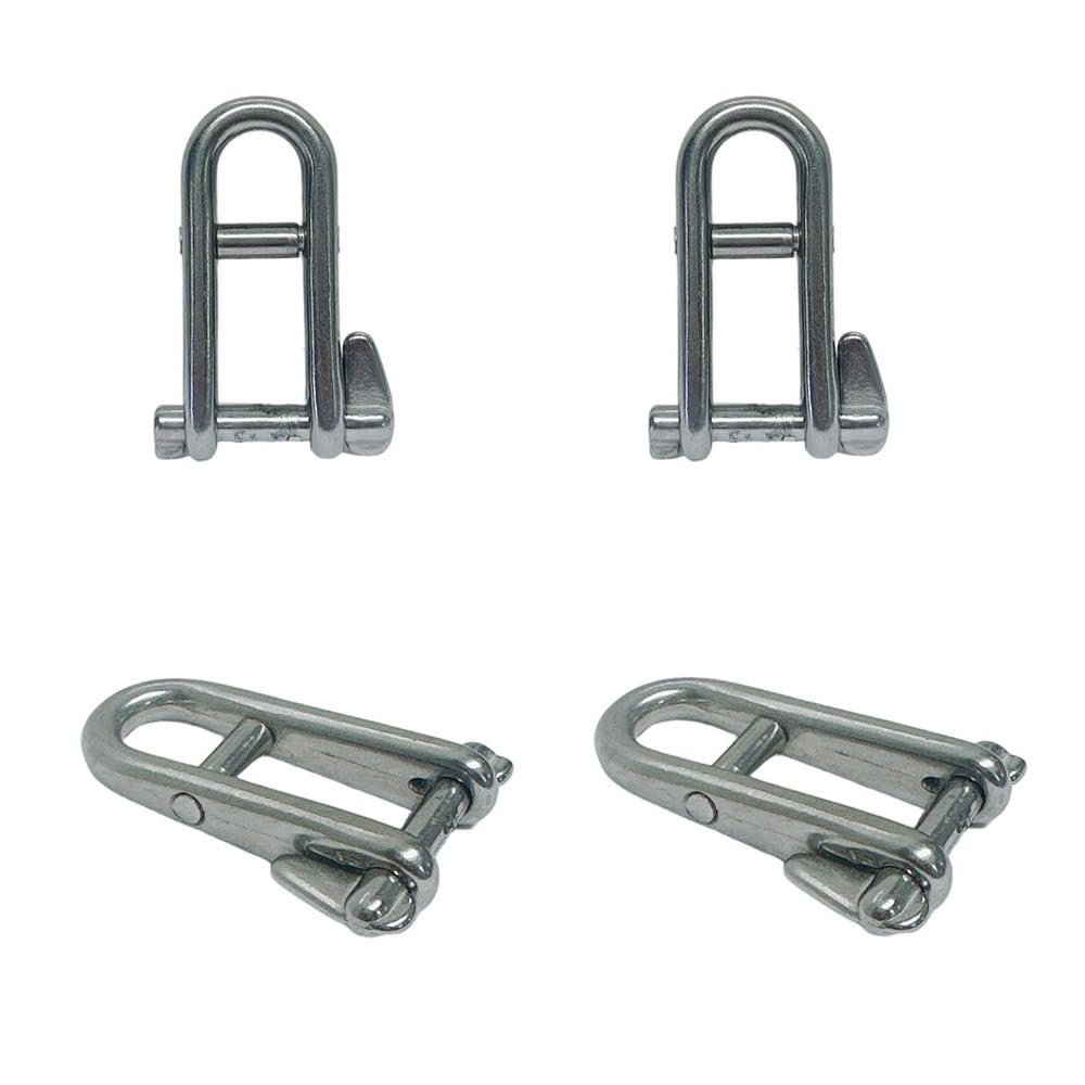 DBMIMPORTERS 3/16" Marine Halyard Shackle Captive Pin Cross Bar 550Lb WLL,Stainless Steel 4Pc