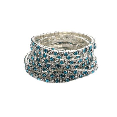 Long tiantian Rhinestone Bracelet Colorful Stretch Tennis Bracelets Set for Women Wedding Guest Jewelry Black Pink Blue Green Red Rhinestone Dress Accessories
