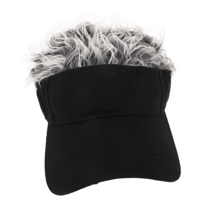 Amosfun Stylish Adjustable Baseball Cap Silvery Grey Wig for Outdoor Activities for Fishing Climbing and Sports Enthusiasts Adult Black