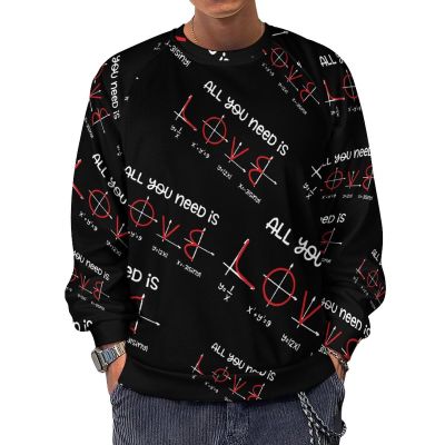 All You Need is Love Math Men's Crewneck Sweatshirt Long Sleeve Pullover Sweater Lightweight Shirt Tops 5XL