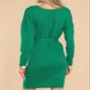 R.Vivimos Womens Fall Sweater Dress Casual Long Sleeve Crew Neck Elastic Knit Elegant Mini Dress with Belt (Small, Green) view 2