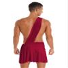 XUNZOO Roman Toga Adult Mr. Toga Costume One Shoulder Strap Suspender Ruffle Skirt Halloween Party Role Play Costume #01Burgundy 3X-Large view 2