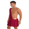 XUNZOO Roman Toga Adult Mr. Toga Costume One Shoulder Strap Suspender Ruffle Skirt Halloween Party Role Play Costume #01Burgundy 3X-Large view 4