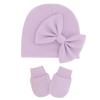 Baby Hats Mittens Set Unisex Newborn eanie Cap No Scratch Cotton Gloves Boy Girl ospital Hat 0 to 6 (Purple, A) view 1