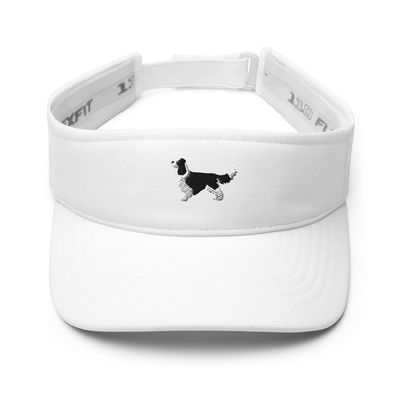 English Springer Spaniel Visor, Embroidered Unisex Visor Hat, English Springer Spaniel Gifts, Design 2. White