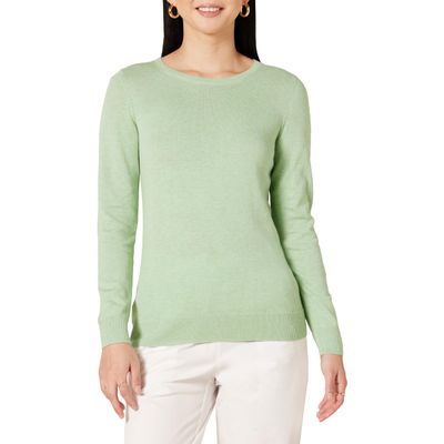 Amazon Essentials Women's Long-Sleeve Lightweight Crewneck Sweater (Available in Plus Size), Light Jade Green, Medium