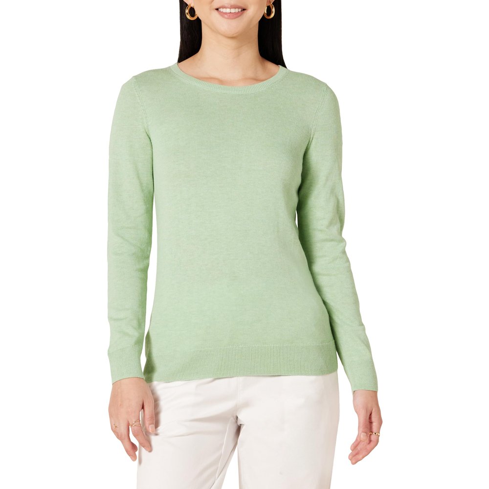 Amazon Essentials Women's Long-Sleeve Lightweight Crewneck Sweater (Available in Plus Size), Light Jade Green, Medium