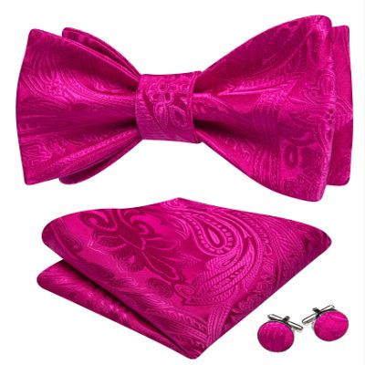 YOHOWA Bow Ties for Men Paisley Self Tie Bowtie Pocket Square Cufflinks Set Classic Woven Formal Wedding Tuxedo Party