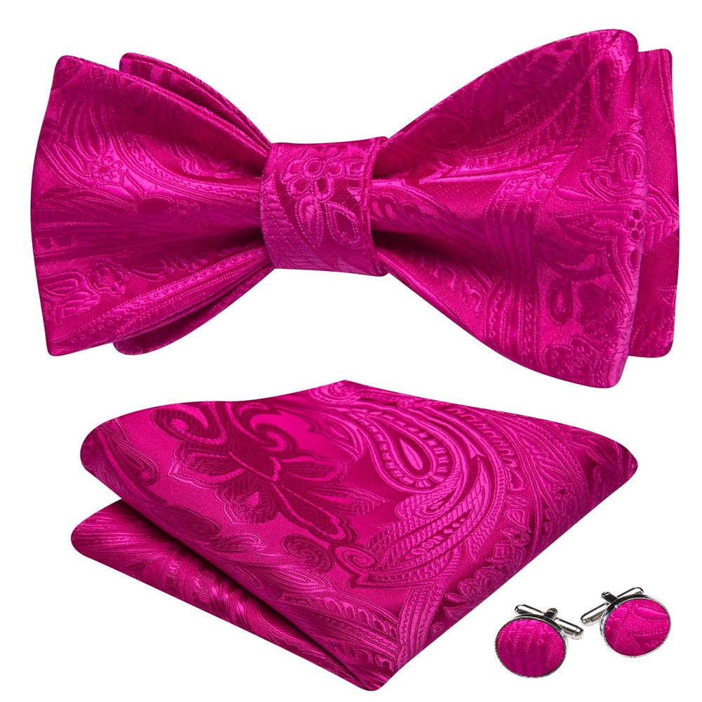 YOHOWA Bow Ties for Men Paisley Self Tie Bowtie Pocket Square Cufflinks Set Classic Woven Formal Wedding Tuxedo Party