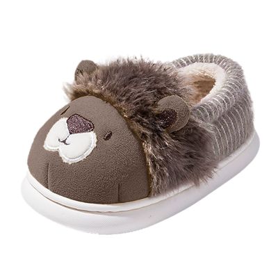 Kids Toddler Slippers Socks Artificial Woolen Lined House Slippers for Boys Girls Baby with (Brown, 10.5 Little Child)