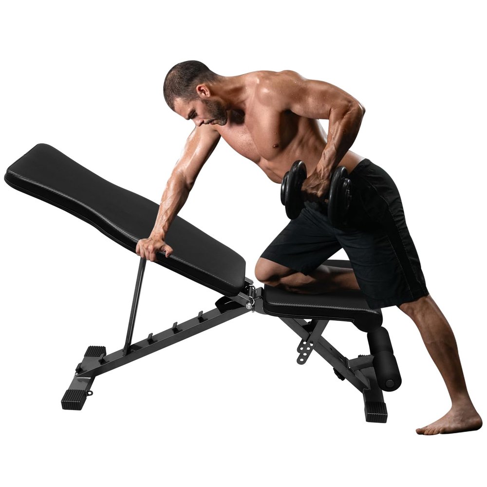 LSKSSNG Weight Bench Press, Adjustable Workout Benches for Dumbbell Exercise, 600LBS Foldable Strength Training Benches for Full Body Workout, Multi-Purpose Incline Decline Workout Bench for Home Gym