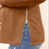 Women's Maternity Shirts Long Sleeve Sweatshirt Zipper Split Side Pregnancy Casual Tunic Top Coffee view 4