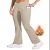 Willit Women's Fleece Lined Pants Yoga Crossover Leggings Bootcut Thermal Winter Pants Flare Leggings Water Resistant Khaki XL view 1