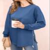 Women's Maternity Shirts Long Sleeve Sweatshirt Zipper Split Side Pregnancy Casual Tunic Top Navy Blue view 2