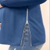 Women's Maternity Shirts Long Sleeve Sweatshirt Zipper Split Side Pregnancy Casual Tunic Top Navy Blue view 4