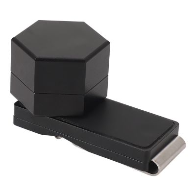 Syrisora Mini Portable Magnetic Pool Cue Chalk Case, Hexagonal Black Billiard Cue Chalk Box, Chalk Holder for Billiard Cue