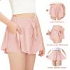 2 Packs Girls Flowy Shorts with Pocket Butterfly Shorts for Kids 2-in-1 Athletic Shorts Running Shorts for Girls Youth (Black + Light Pink, Medium) view 3