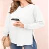 Women's Maternity Shirts Long Sleeve Sweatshirt Zipper Split Side Pregnancy Casual Tunic Top Off White view 2