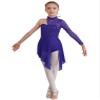 easyforever Kids Girls Lyrical Dance Dress Floral Lace Bodice Asymmetrical Hem Leotard Dress Contemporary Dance Costume Purple 6 Years view 1