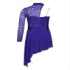 easyforever Kids Girls Lyrical Dance Dress Floral Lace Bodice Asymmetrical Hem Leotard Dress Contemporary Dance Costume Purple 6 Years view 4