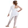 easyforever Kids Girls Lyrical Dance Dress Floral Lace Bodice Asymmetrical Hem Leotard Dress Contemporary Dance Costume White 6 Years view 2